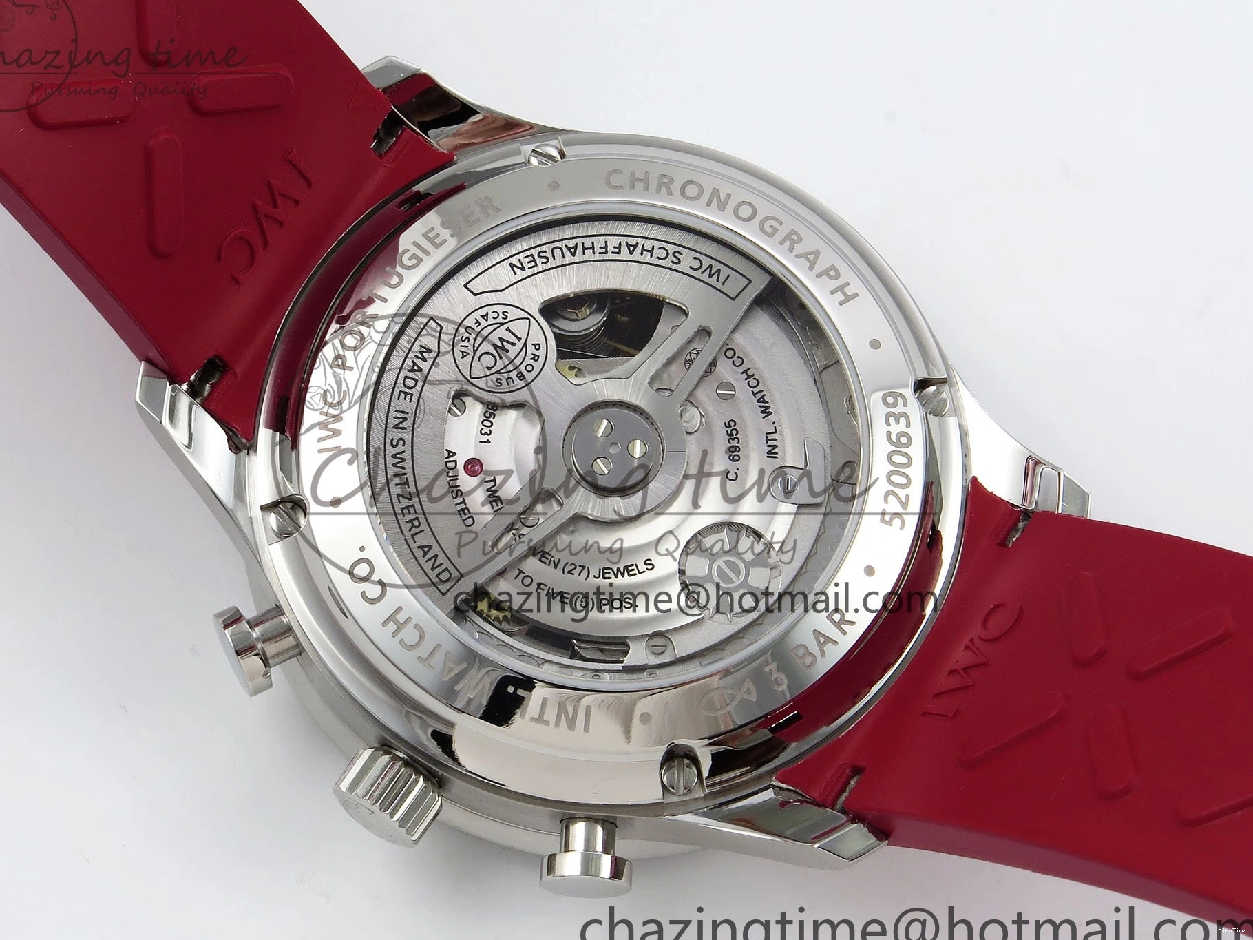 MIROTIME 0111 Reliable Portuguese Chrono IW3716 Z+F 1:1 Best Edition Red Dial on Red Rubber Strap A 7015